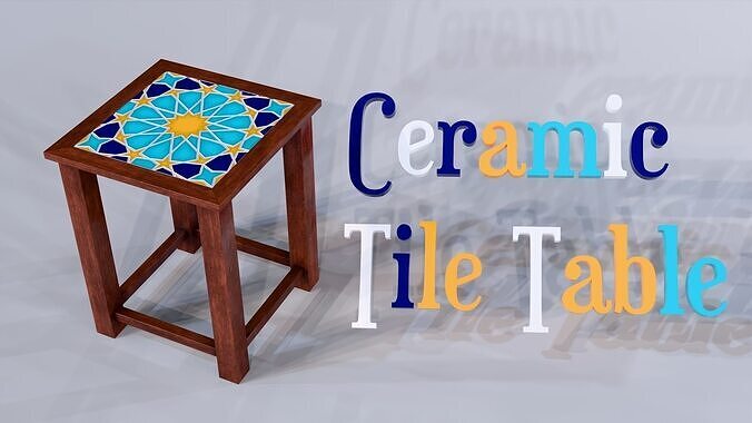 Ceramic Tile Side Table 3D model