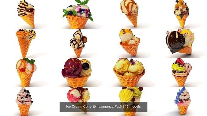 Ice Cream Cone Extravaganza Pack 3D Model Collection