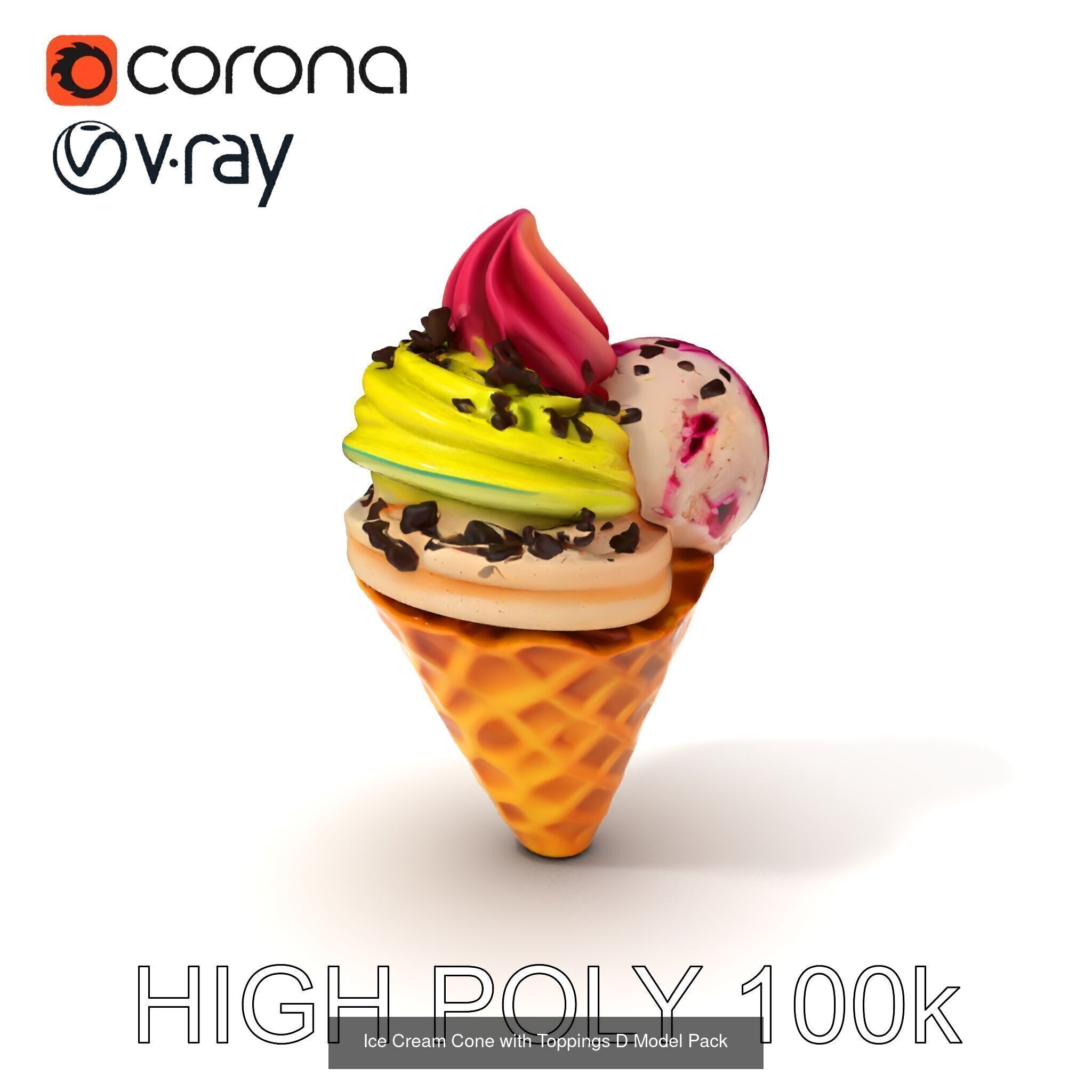 Ice Cream Cone Extravaganza Pack 3D Model Collection_27
