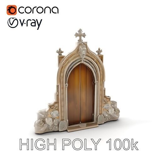 Gothic Stone Arch Doorway model pack Low-poly 3D model