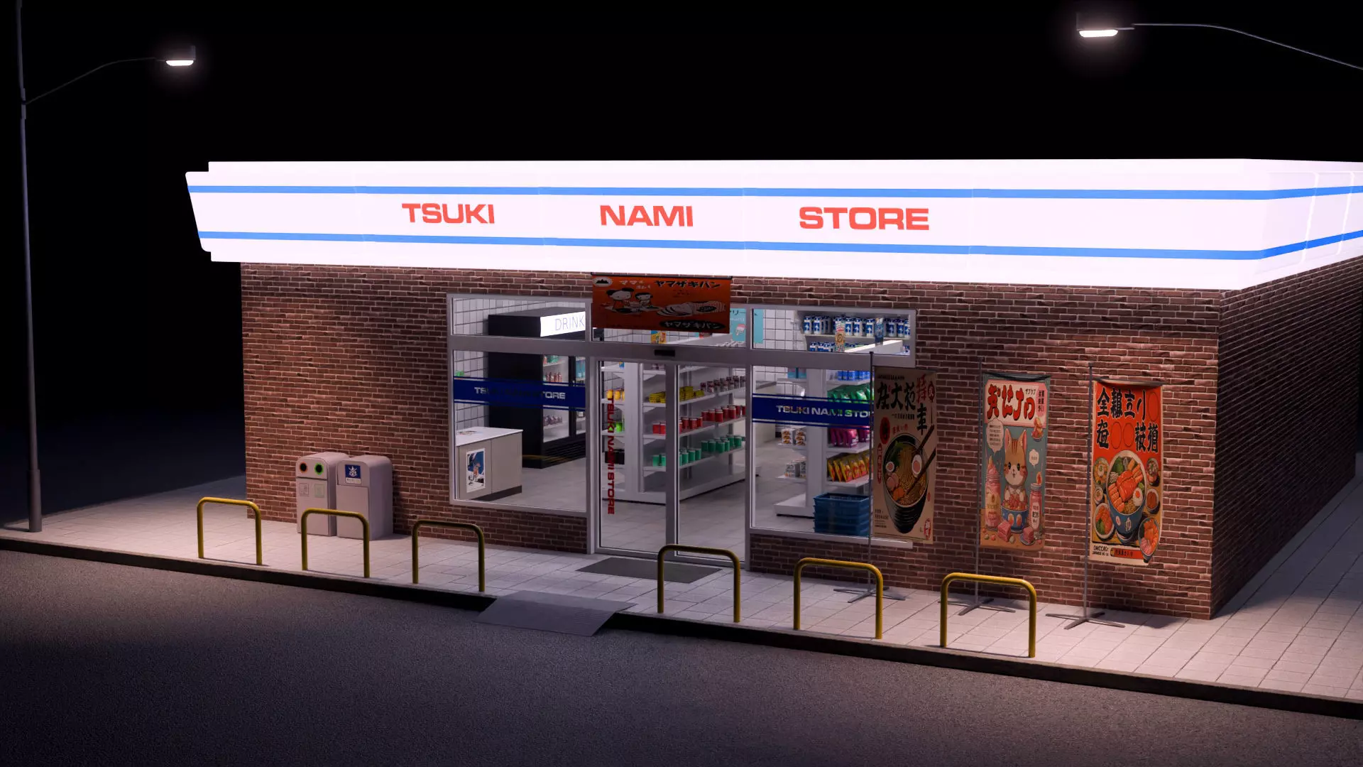 Japanese Mini Market Scene 3D model