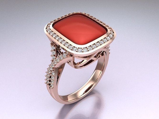 Rectangular Stone Rings - Womens Rings - N752842 3D print model