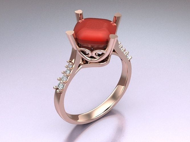 Square Stone Rings - Womens Rings - N752855 3D print model