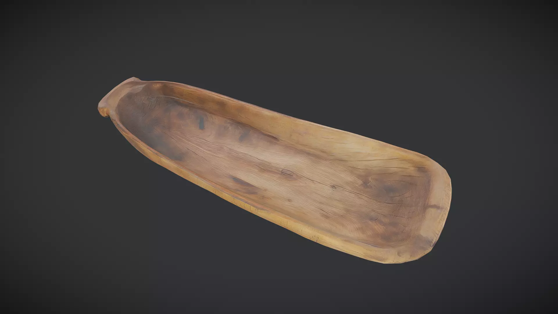 Wooden Tray Low-poly 3D model_0