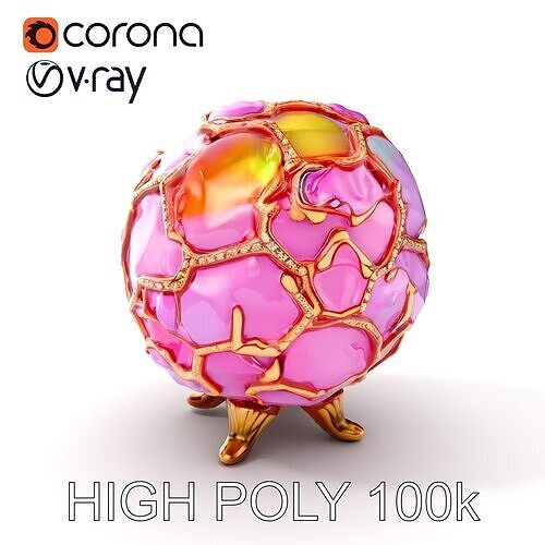 Gemstone Encrusted Orb with Stand Model Pack Low-poly 3D model