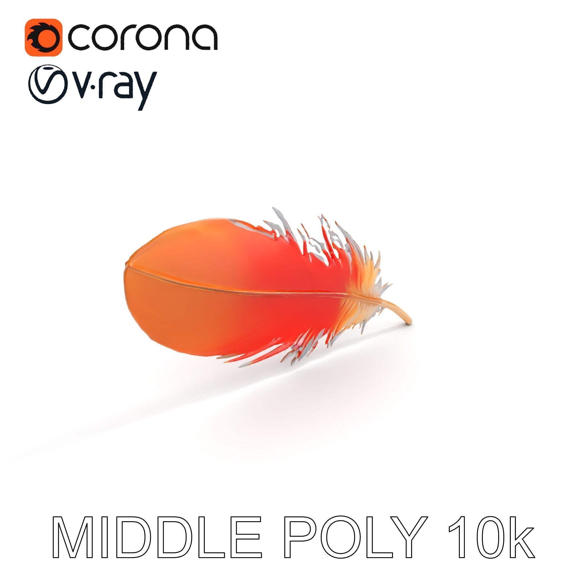 Vibrant Orange Feather Model Pack Low-poly 3D model_14