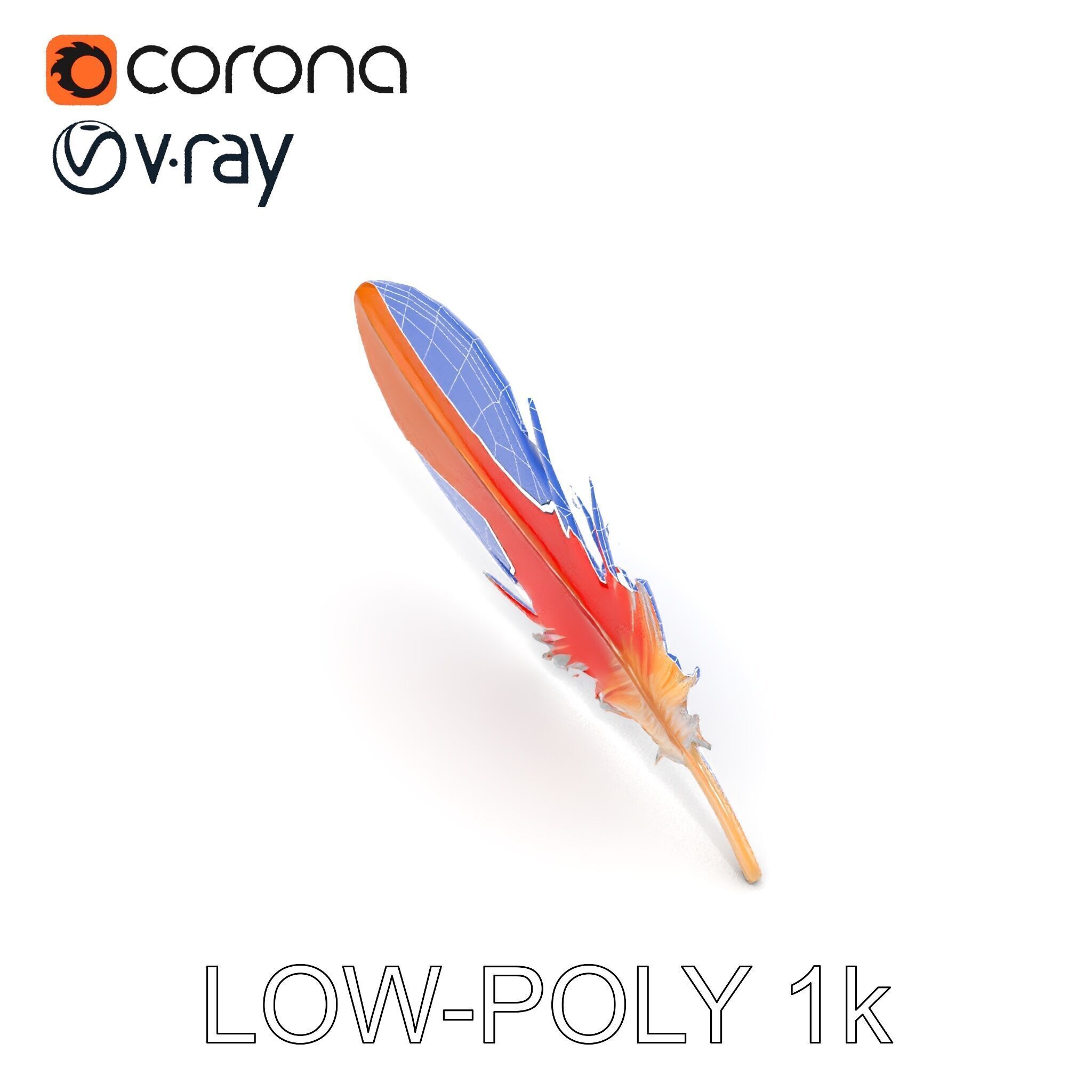 Vibrant Orange Feather Model Pack Low-poly 3D model_33