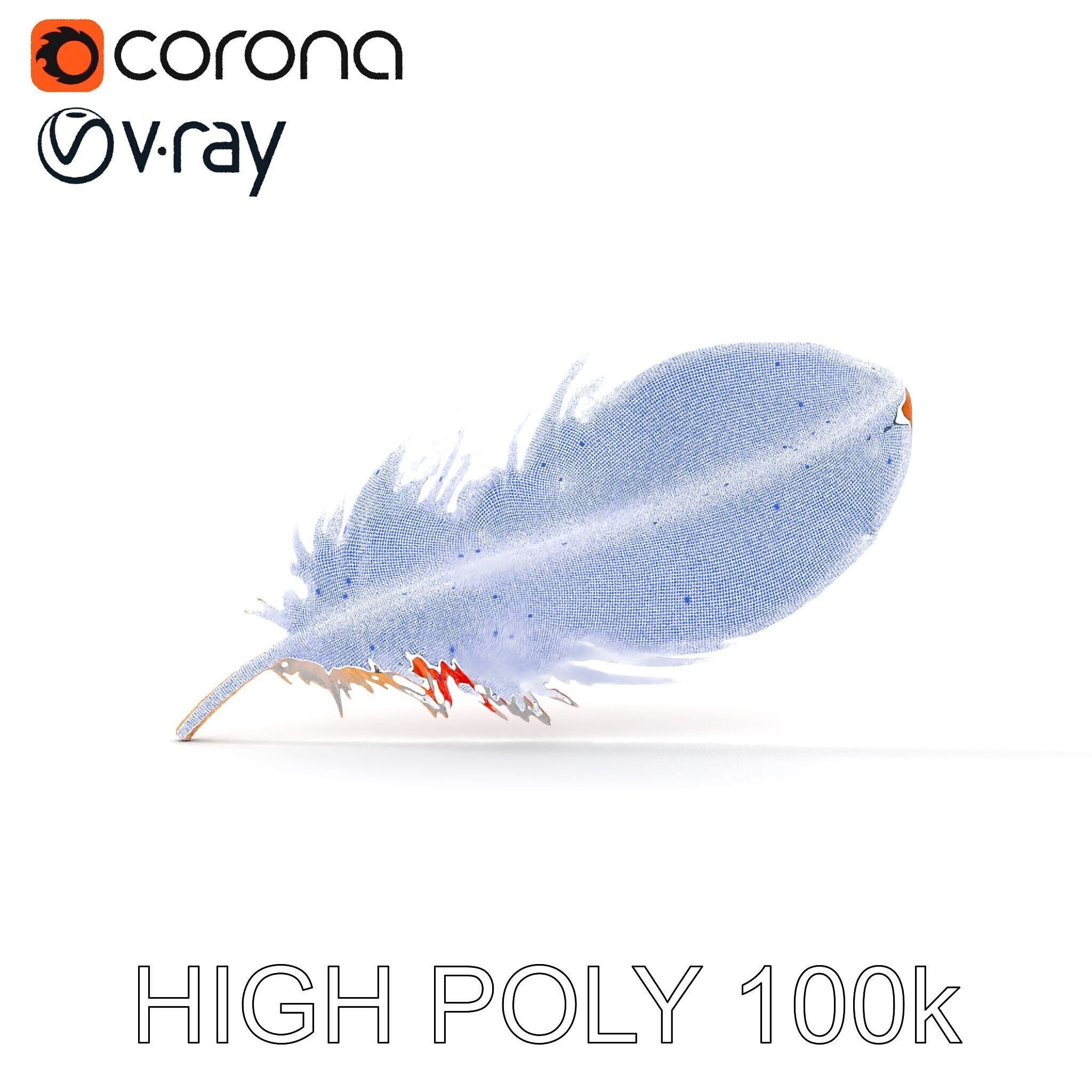 Vibrant Orange Feather Model Pack Low-poly 3D model_25