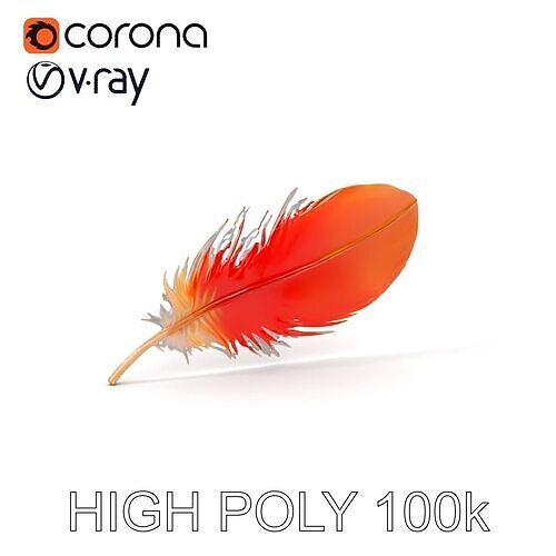 Vibrant Orange Feather Model Pack Low-poly 3D model