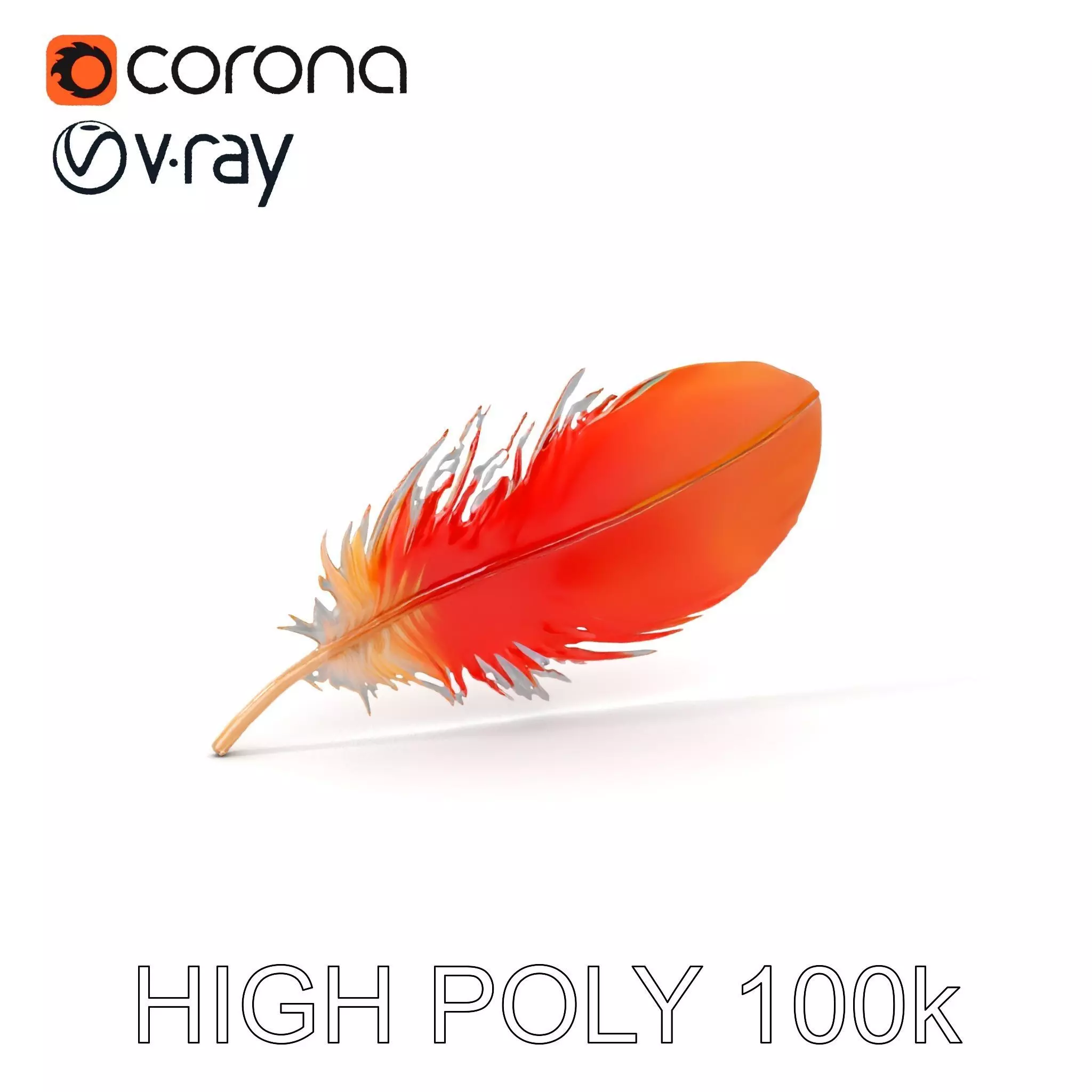 Vibrant Orange Feather Model Pack Low-poly 3D model_0