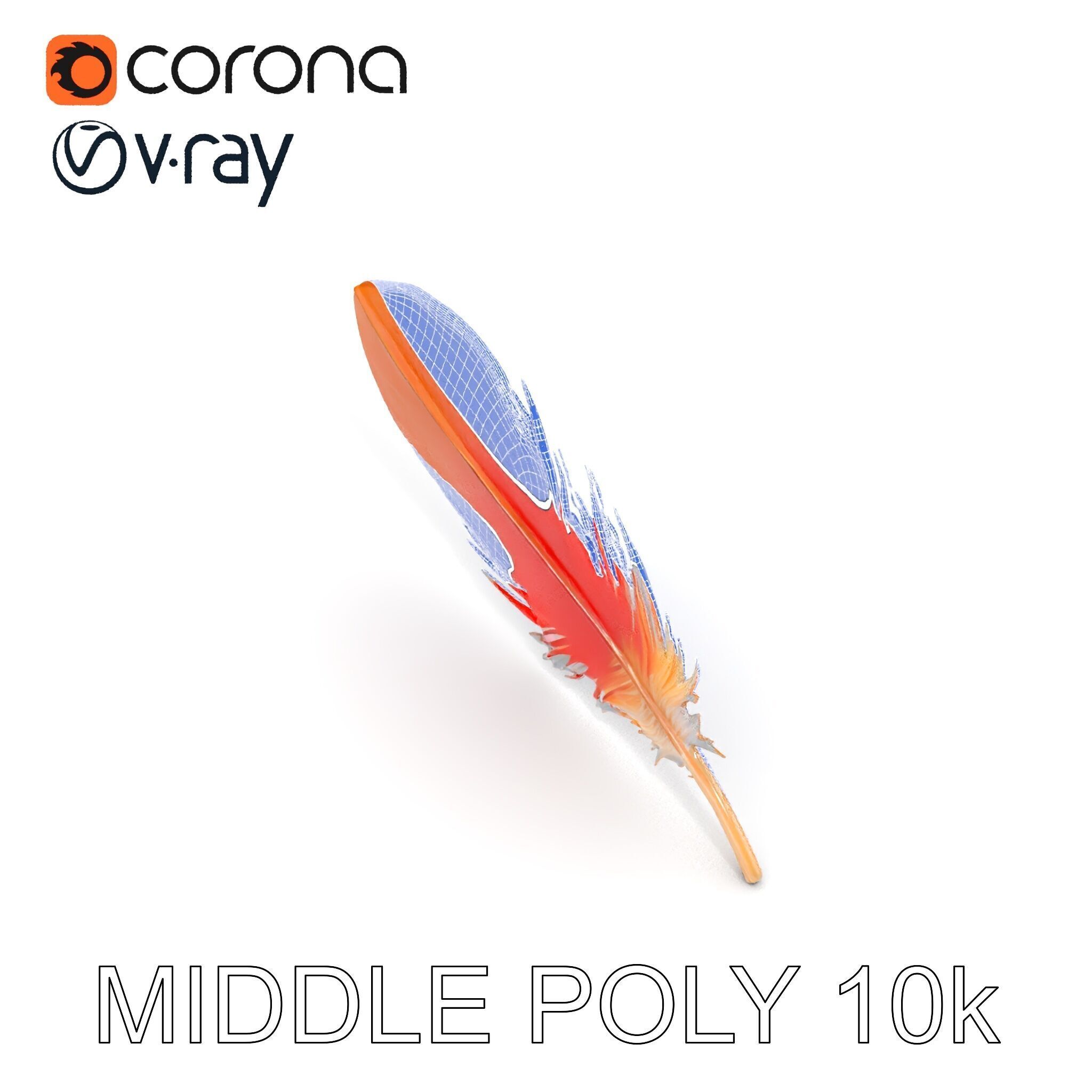 Vibrant Orange Feather Model Pack Low-poly 3D model_17