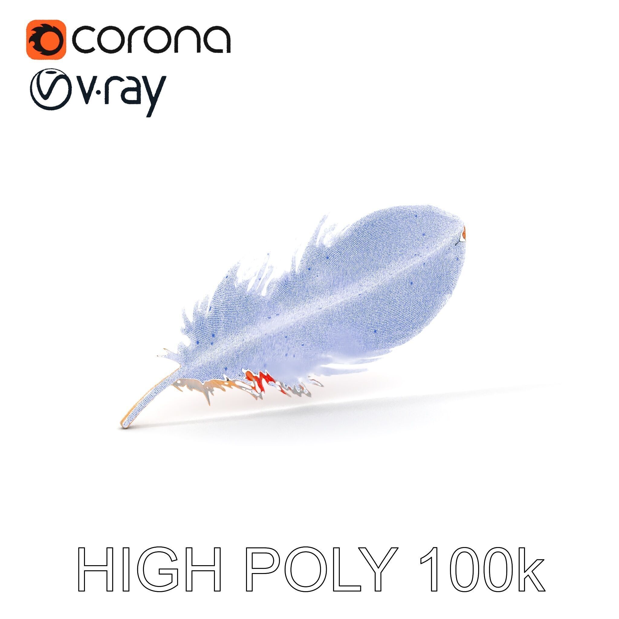 Vibrant Orange Feather Model Pack Low-poly 3D model_5