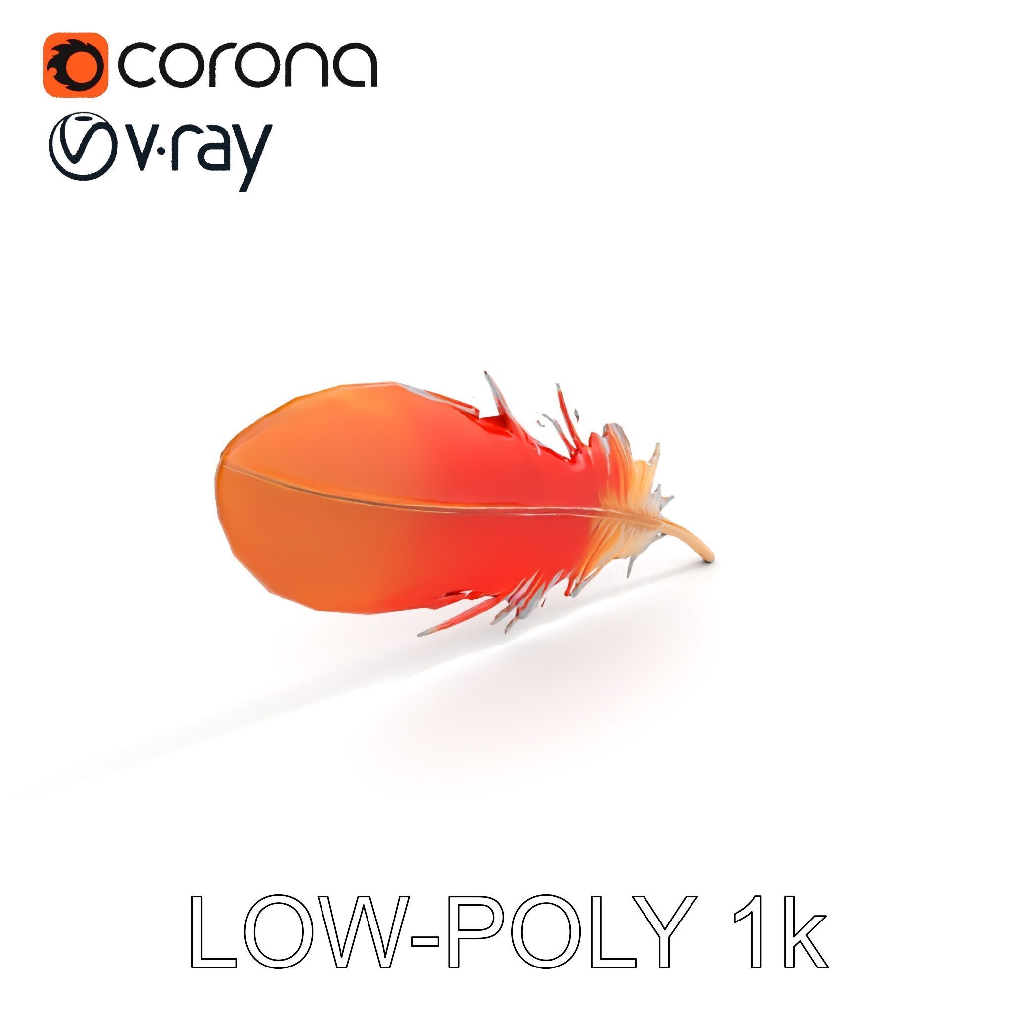 Vibrant Orange Feather Model Pack Low-poly 3D model_18