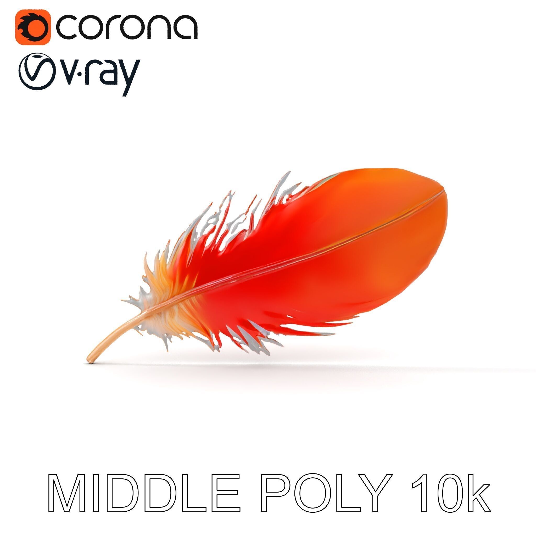 Vibrant Orange Feather Model Pack Low-poly 3D model_20