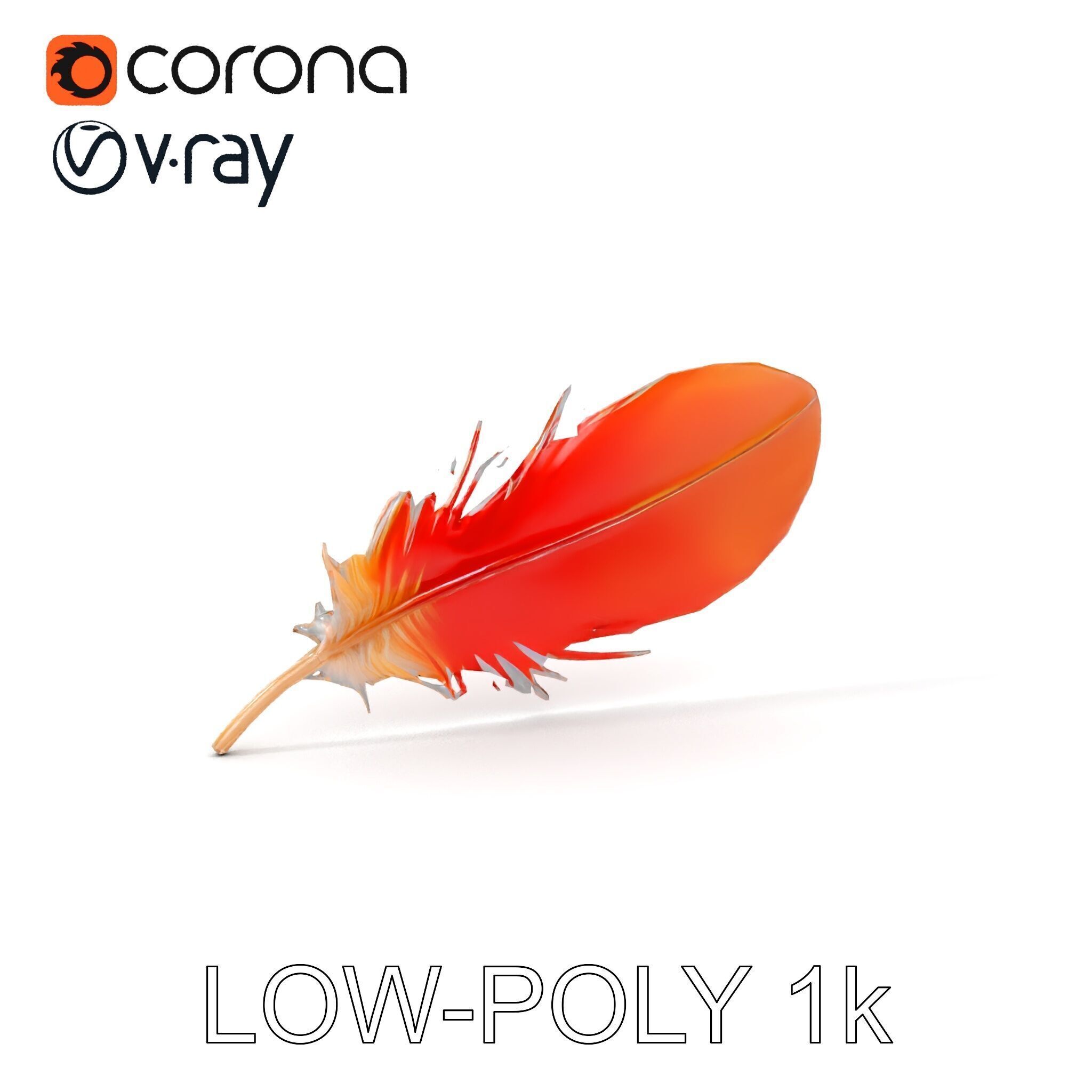 Vibrant Orange Feather Model Pack Low-poly 3D model_8