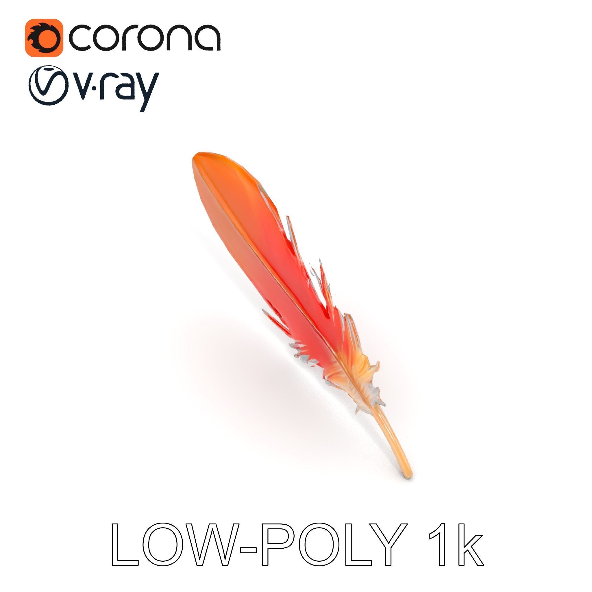 Vibrant Orange Feather Model Pack Low-poly 3D model_24