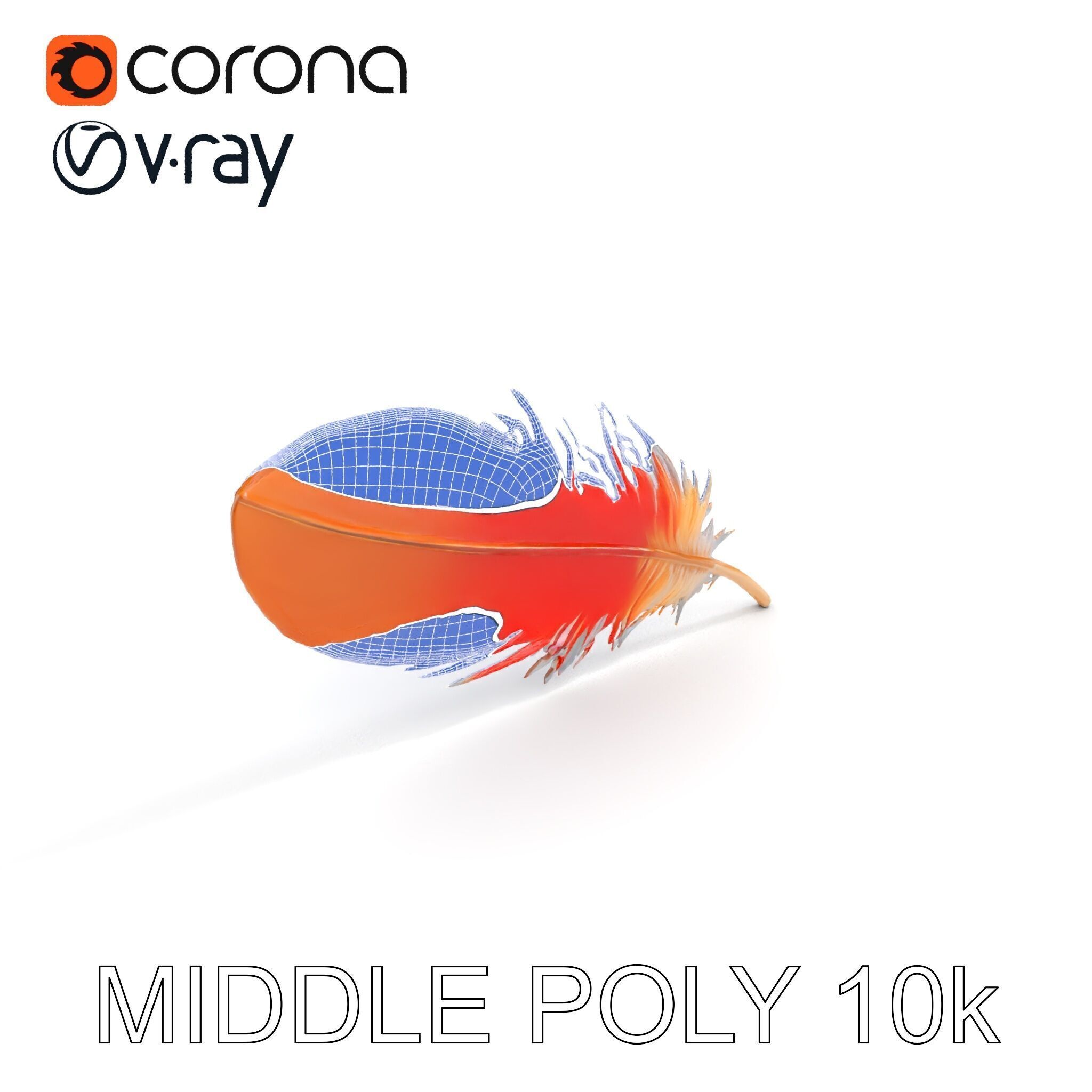 Vibrant Orange Feather Model Pack Low-poly 3D model_26