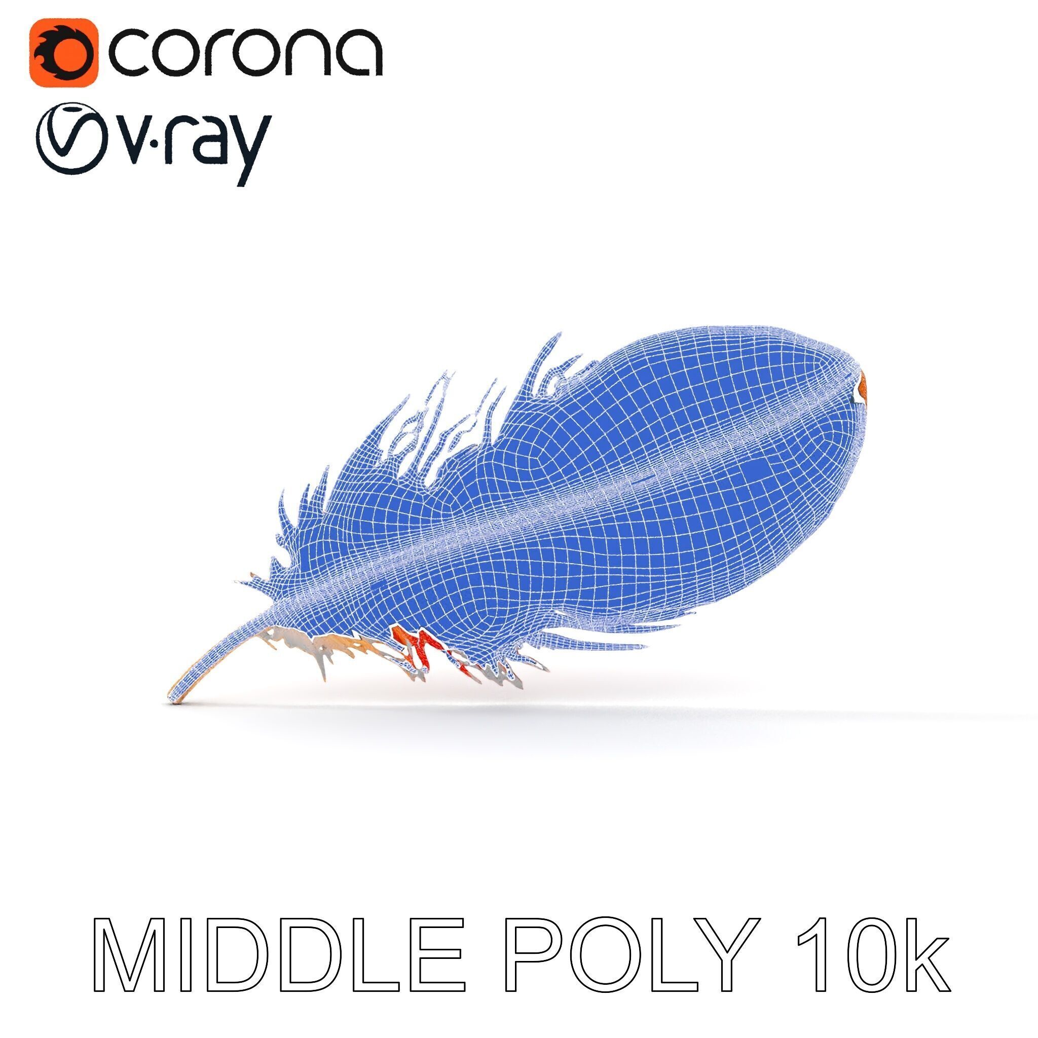 Vibrant Orange Feather Model Pack Low-poly 3D model_32