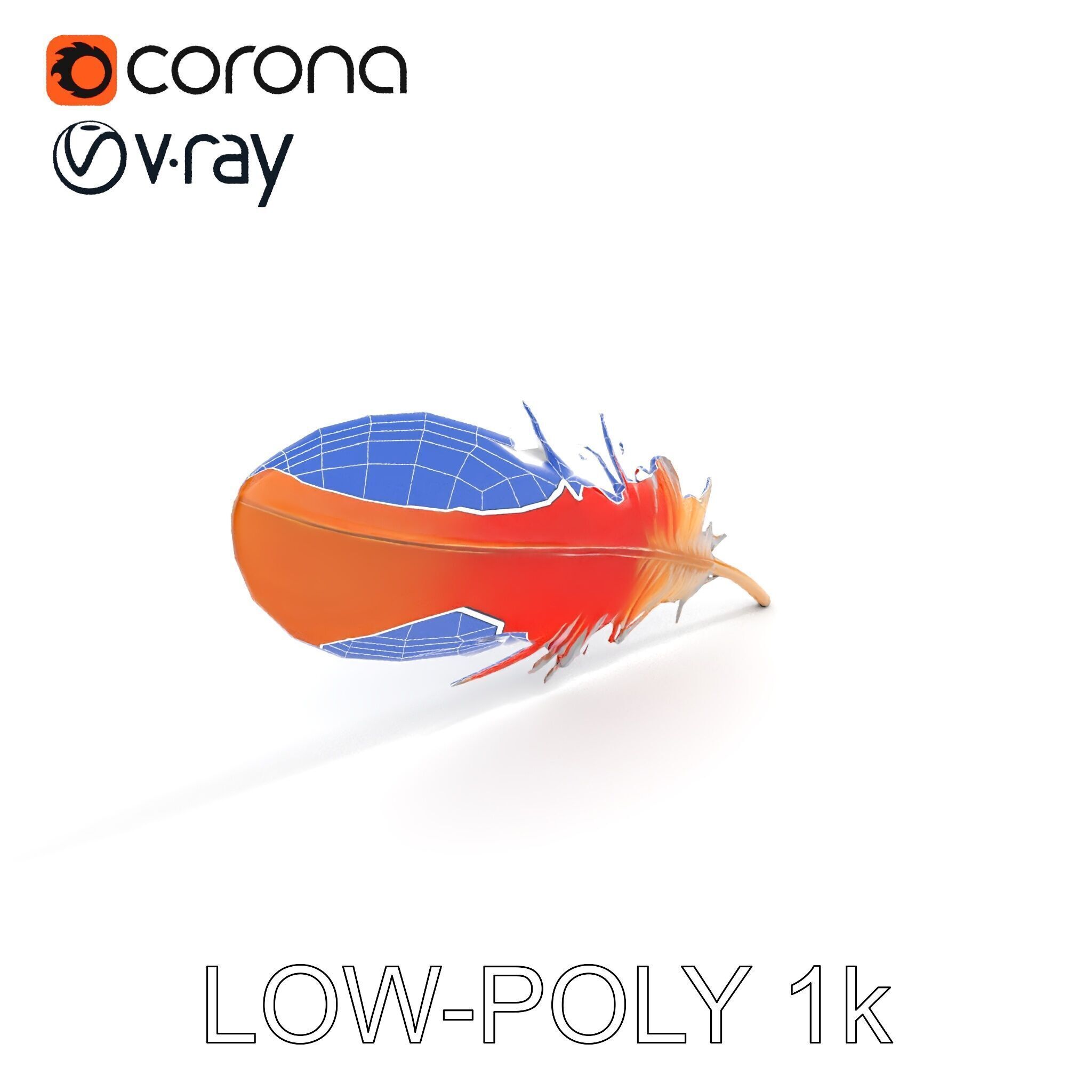 Vibrant Orange Feather Model Pack Low-poly 3D model_10