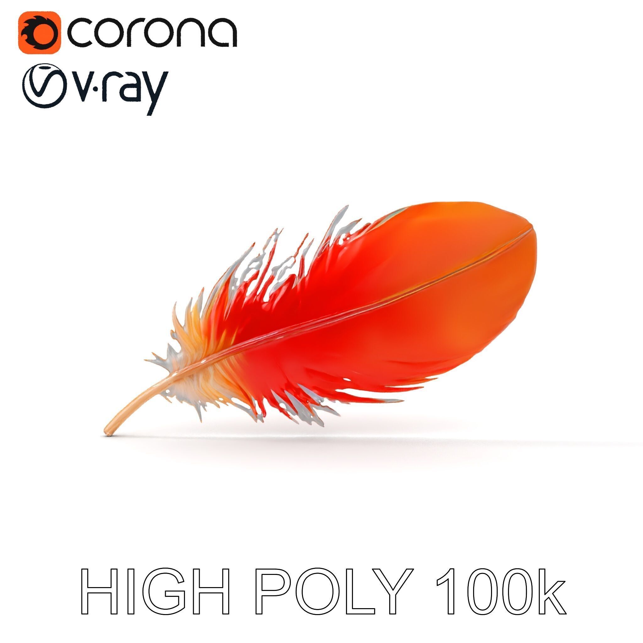 Vibrant Orange Feather Model Pack Low-poly 3D model_31