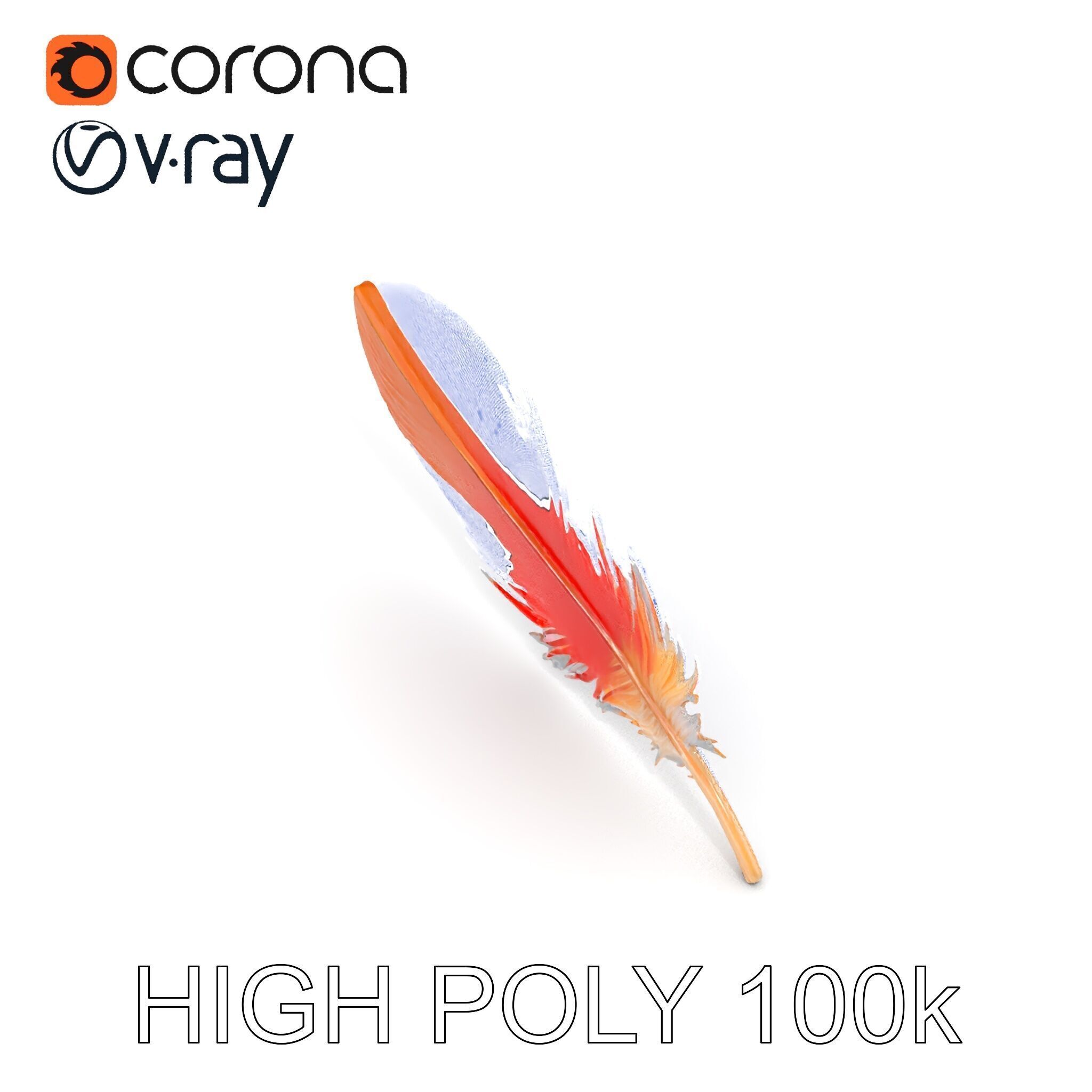 Vibrant Orange Feather Model Pack Low-poly 3D model_28