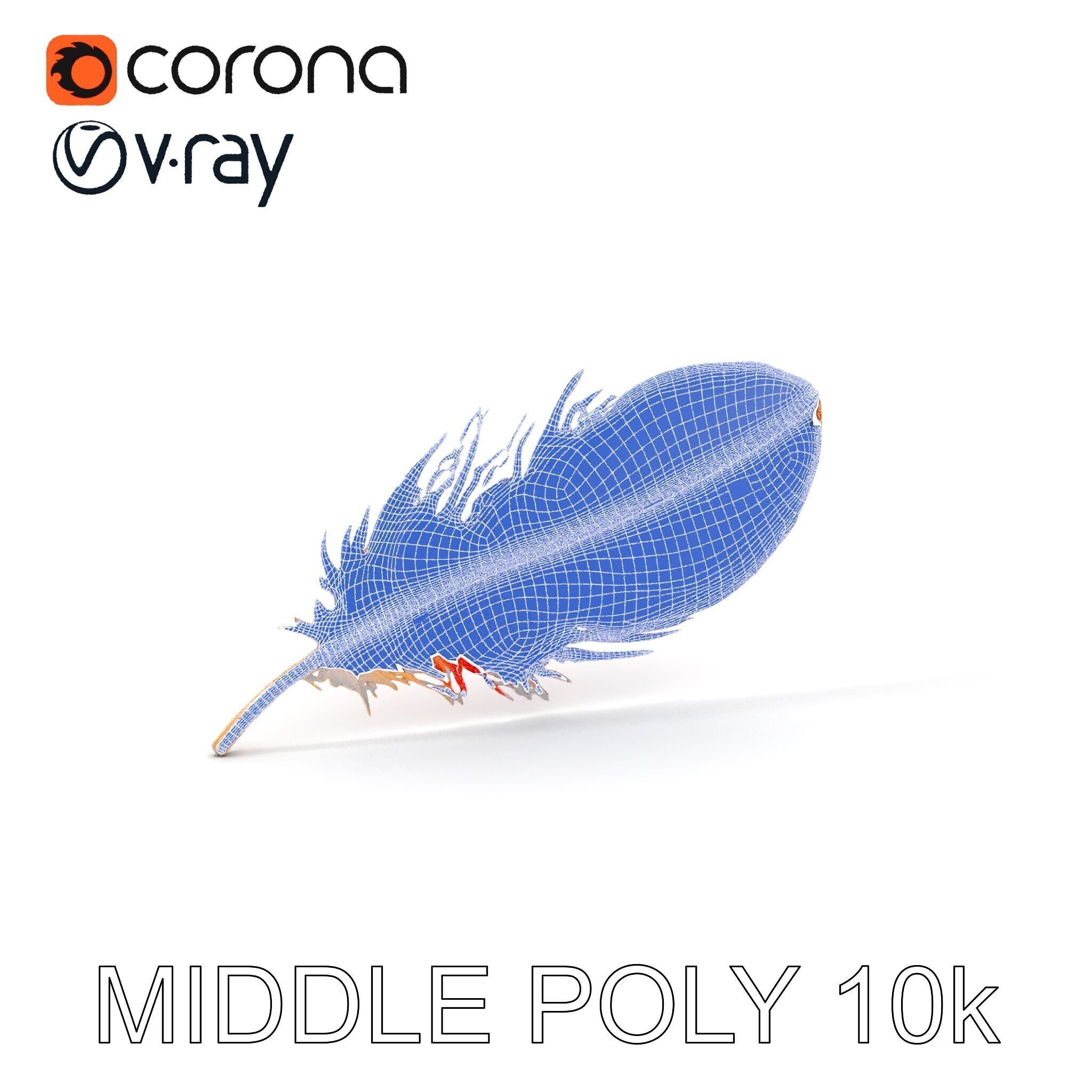 Vibrant Orange Feather Model Pack Low-poly 3D model_23