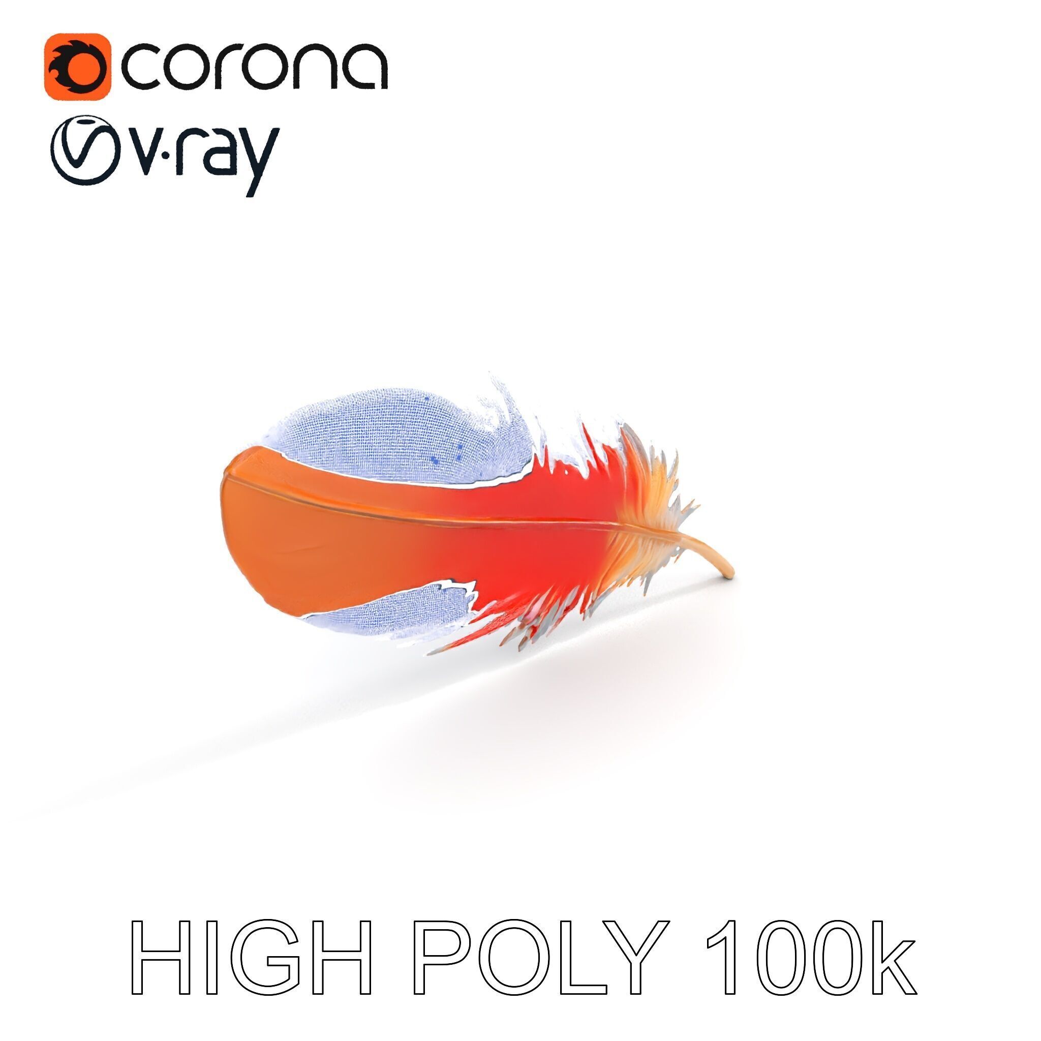 Vibrant Orange Feather Model Pack Low-poly 3D model_36