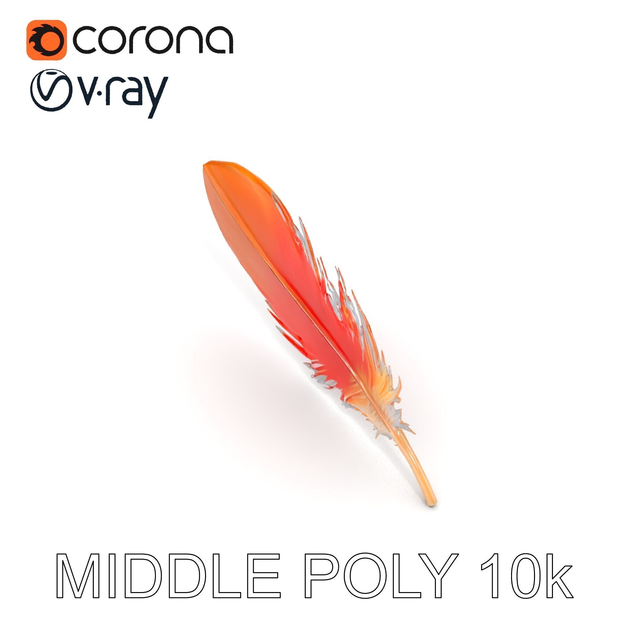 Vibrant Orange Feather Model Pack Low-poly 3D model_9