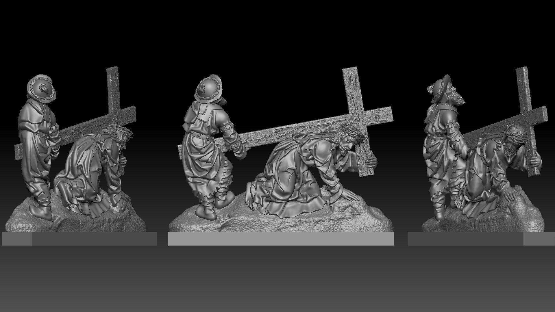 Jesus Christ carries the cross 3D print model_1