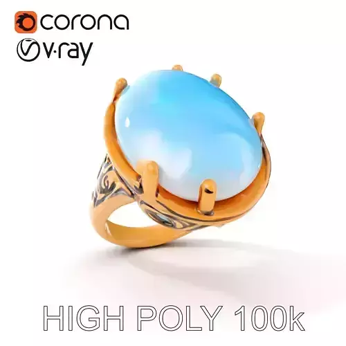 Opal Gold Ring Model Pack for Jewelry Visualization Low-poly 3D model