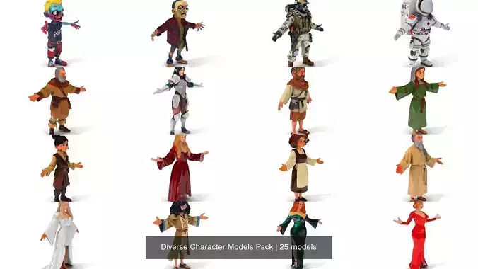 Diverse Character Models Pack 3D Model Collection