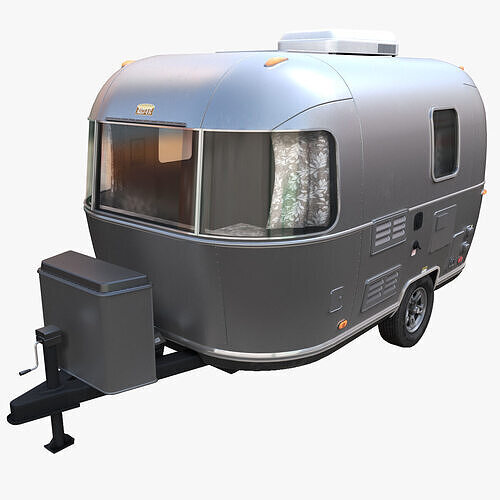 Small camper trailer Low-poly 3D model