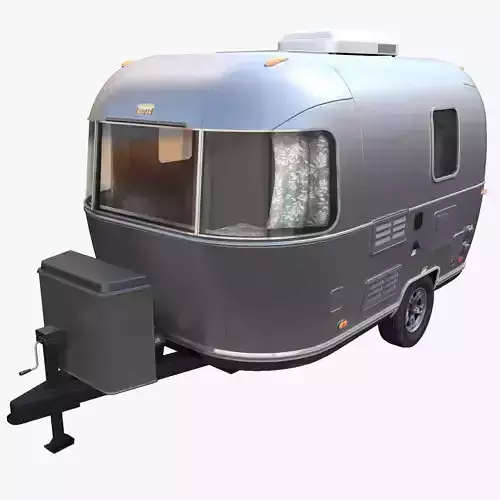 Small camper trailer Low-poly 3D model