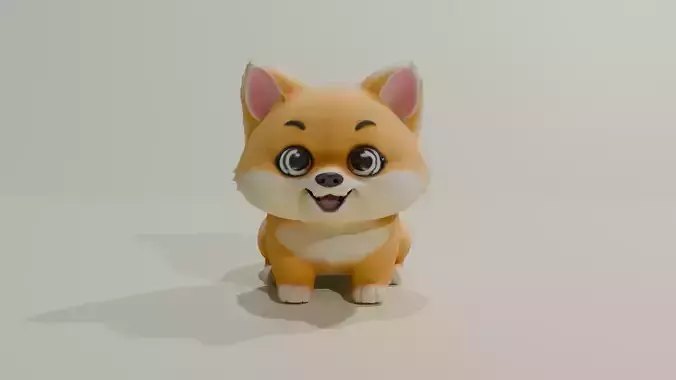 Stylized Baby Pomeranian Cute Cartoon Dog