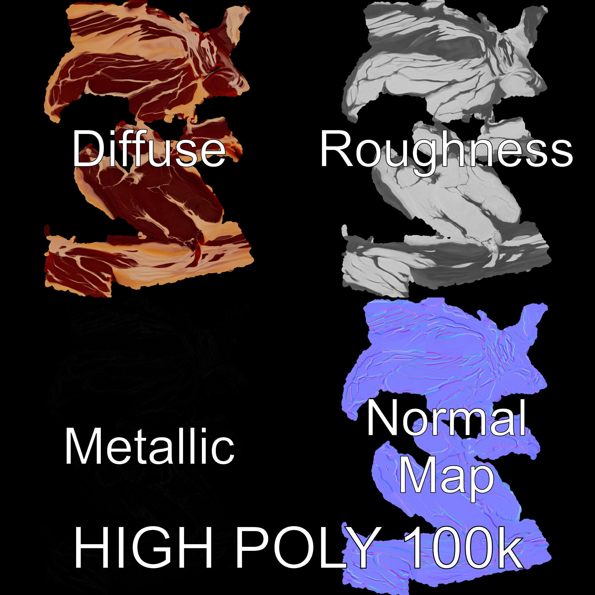 Realistic Meat Cut Model Pack for Games and Rendering Low-poly 3D model_3