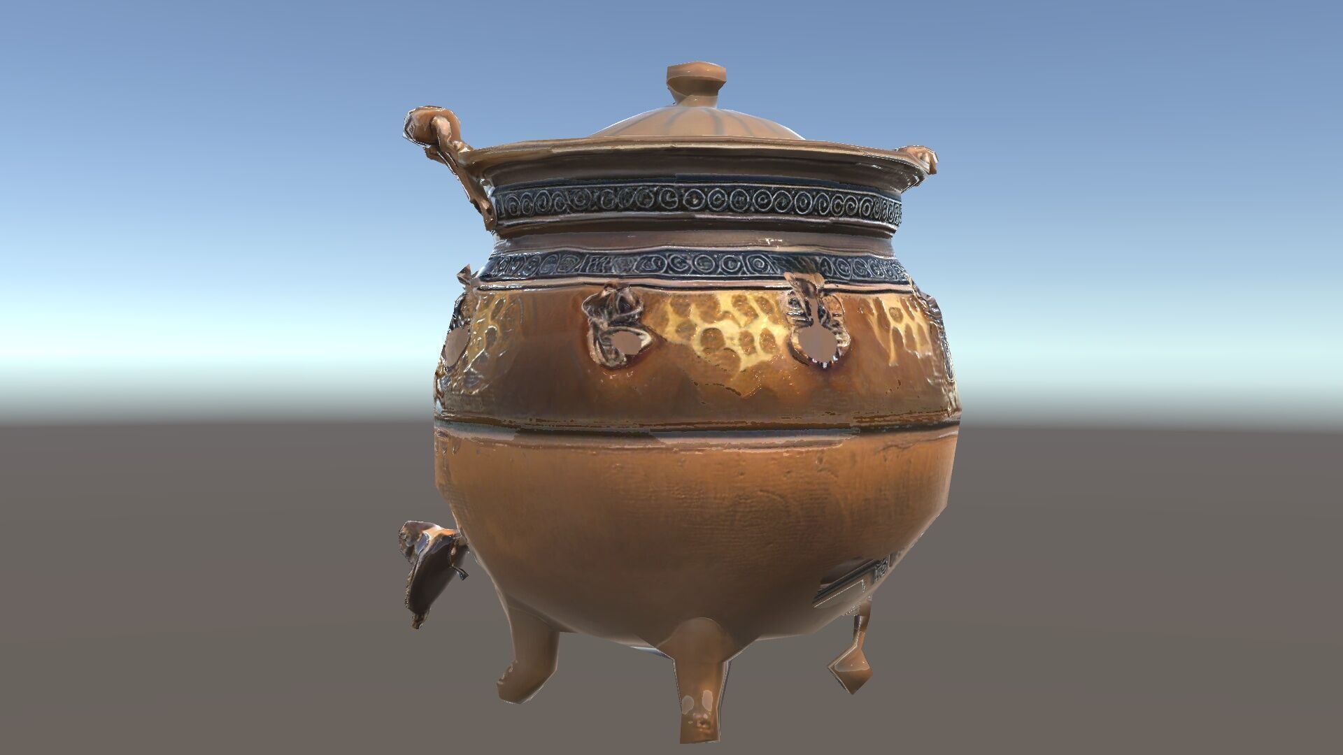 Ornate Bronze Cauldron with Charms Model Pack Low-poly 3D model_34