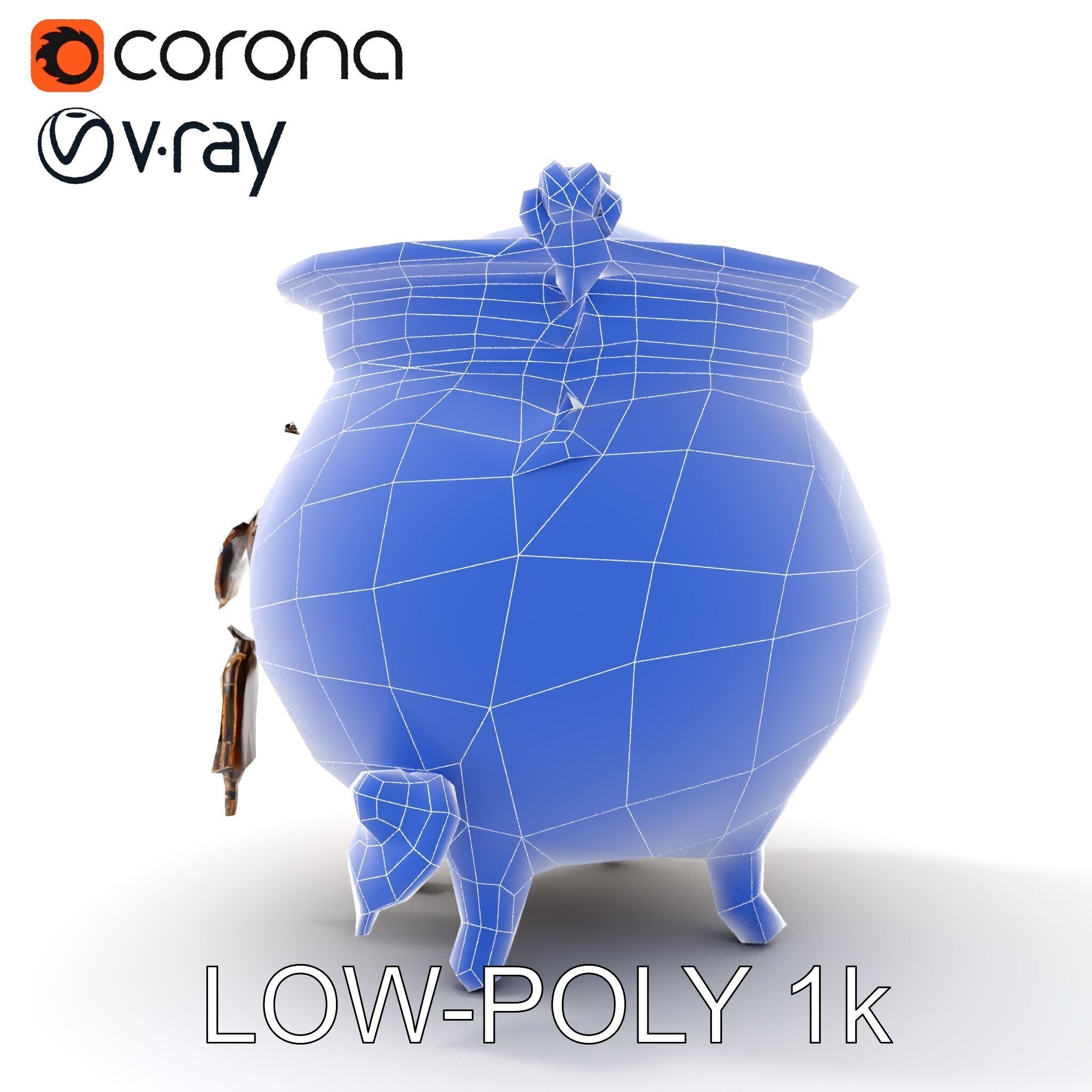 Ornate Bronze Cauldron with Charms Model Pack Low-poly 3D model_20