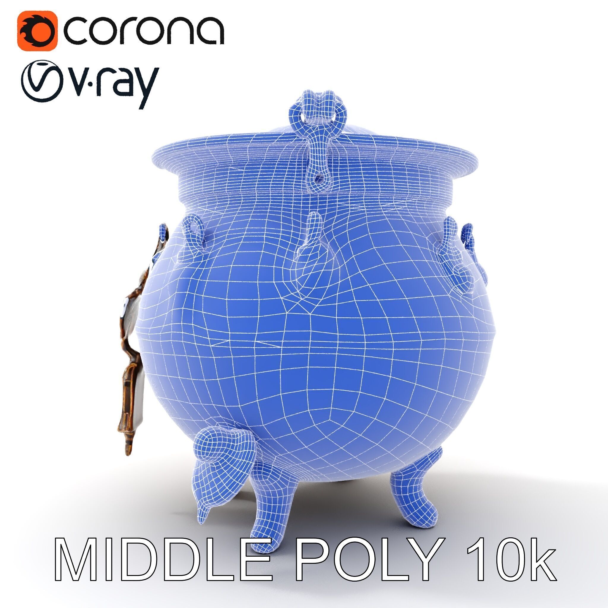 Ornate Bronze Cauldron with Charms Model Pack Low-poly 3D model_30