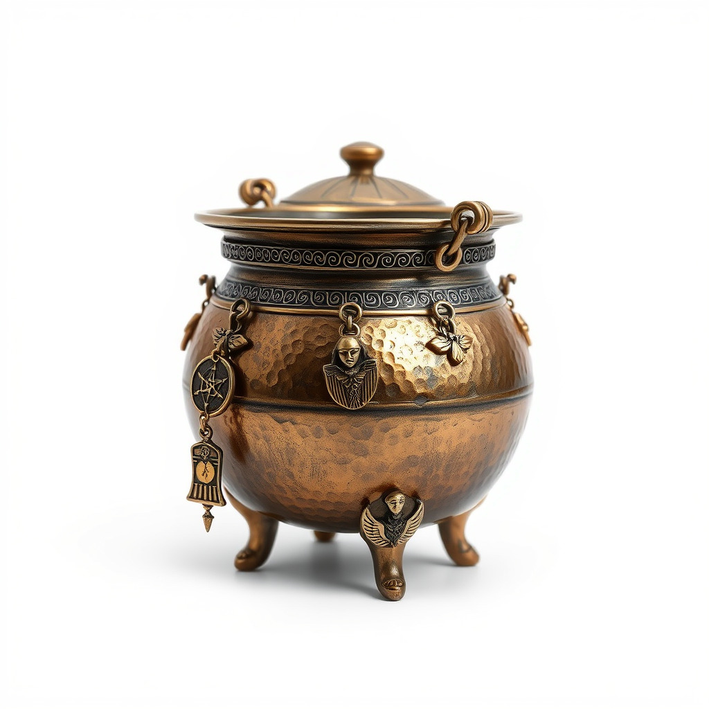Ornate Bronze Cauldron with Charms Model Pack Low-poly 3D model_2