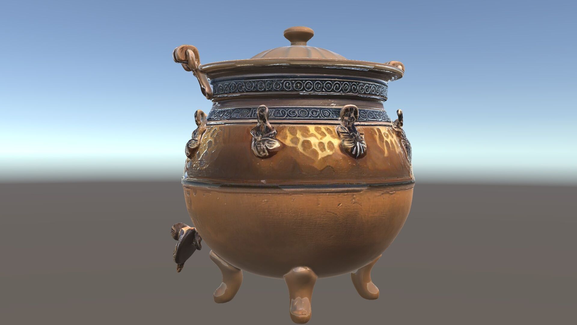 Ornate Bronze Cauldron with Charms Model Pack Low-poly 3D model_5