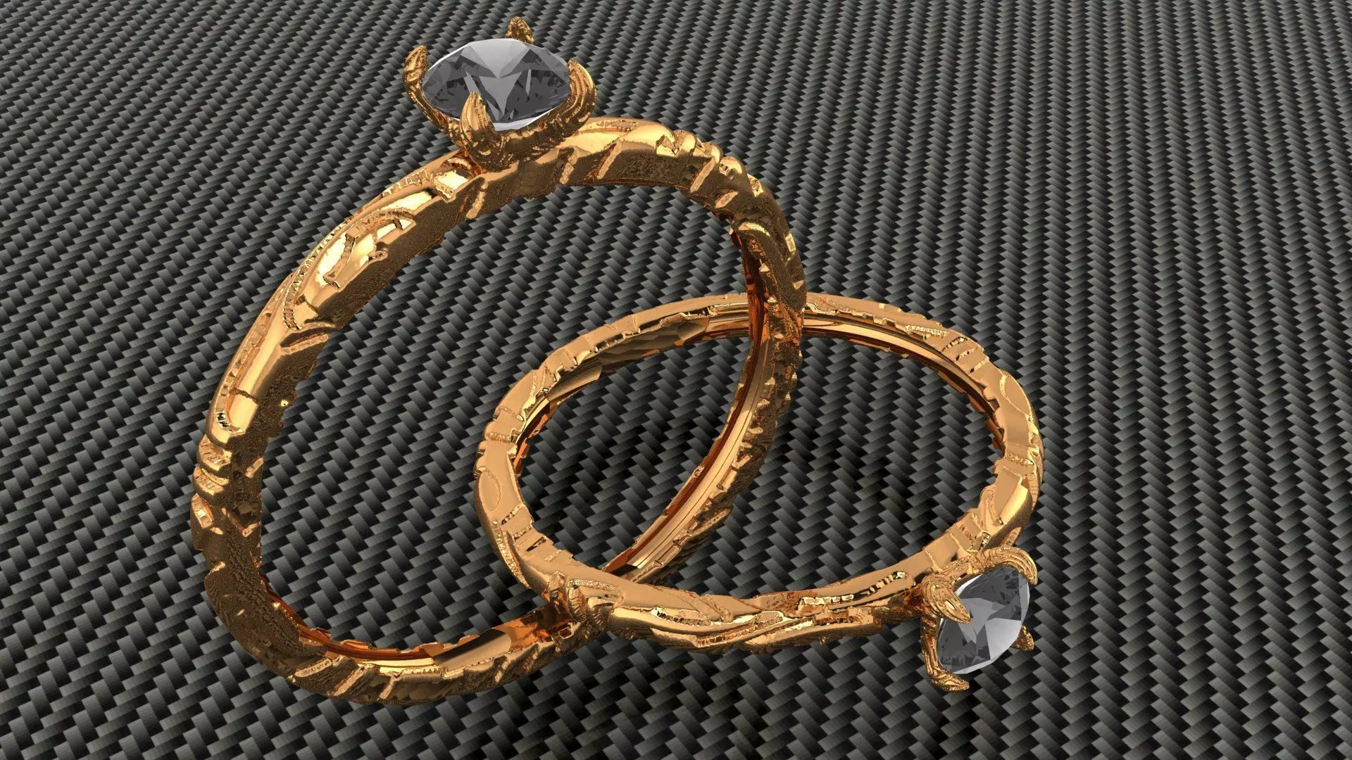 G1009 Ornate Gold Band with Carved Details 16MM-2gm 3D print model