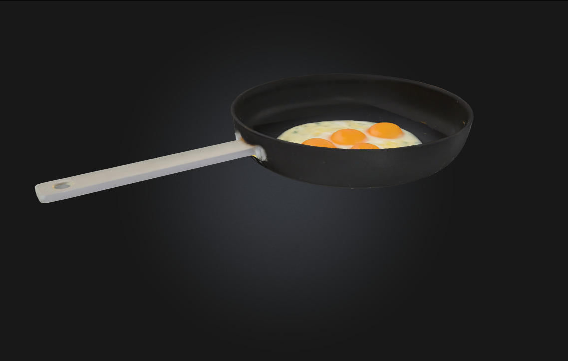 Sunny Trio Frying Realistic Breakfast Scene  3D model_4