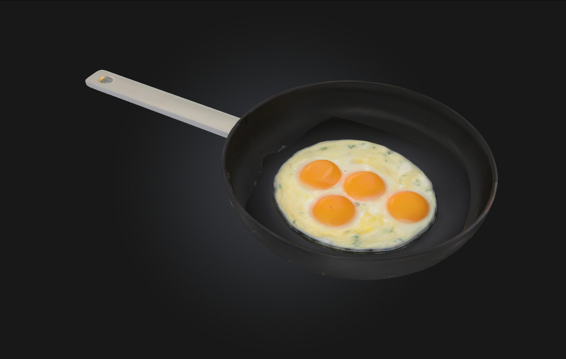 Sunny Trio Frying Realistic Breakfast Scene  3D model_1