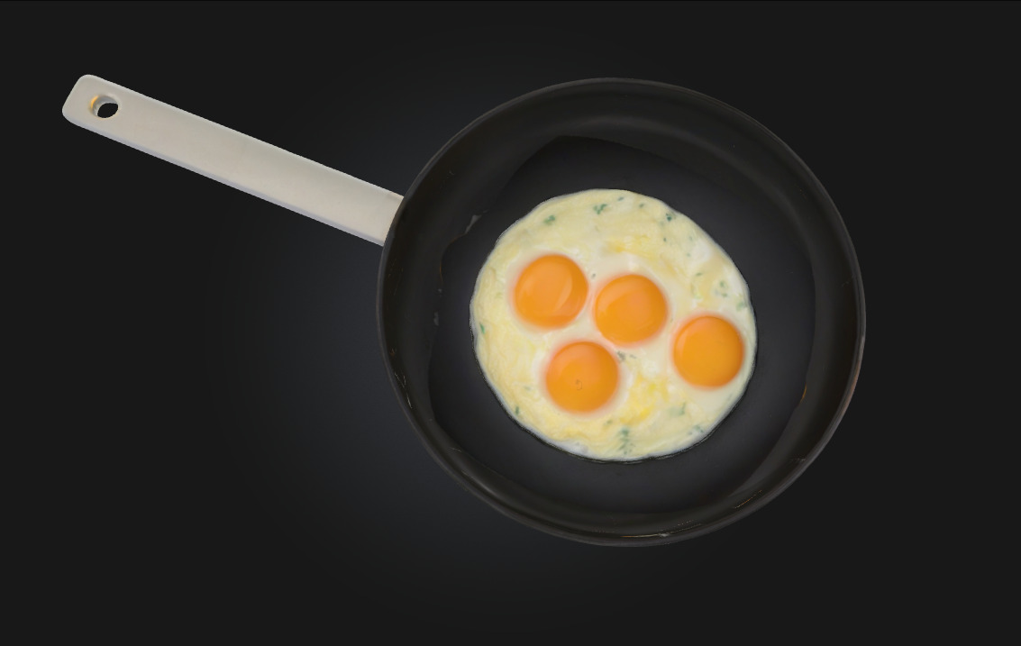 Sunny Trio Frying Realistic Breakfast Scene  3D model_5