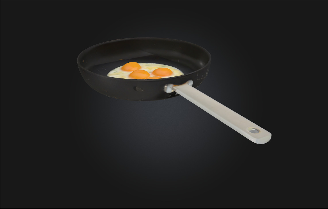Sunny Trio Frying Realistic Breakfast Scene  3D model_3