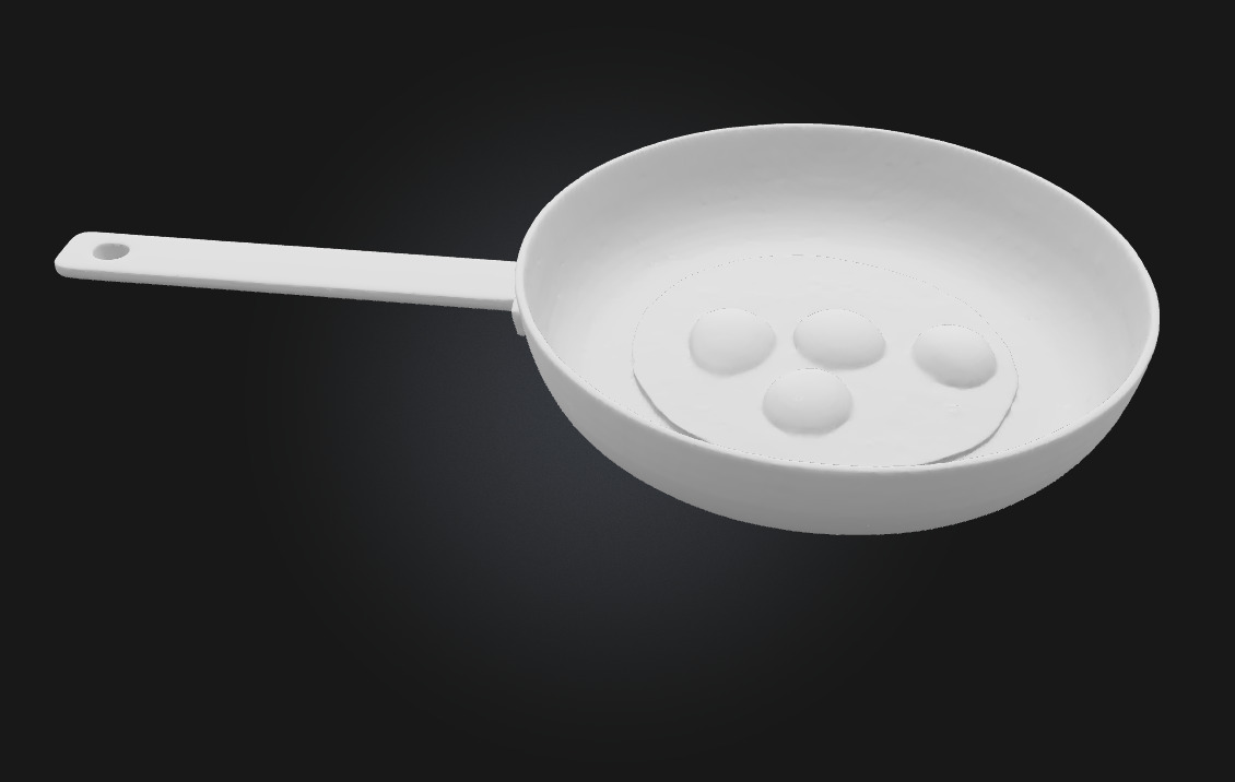 Sunny Trio Frying Realistic Breakfast Scene  3D model_6