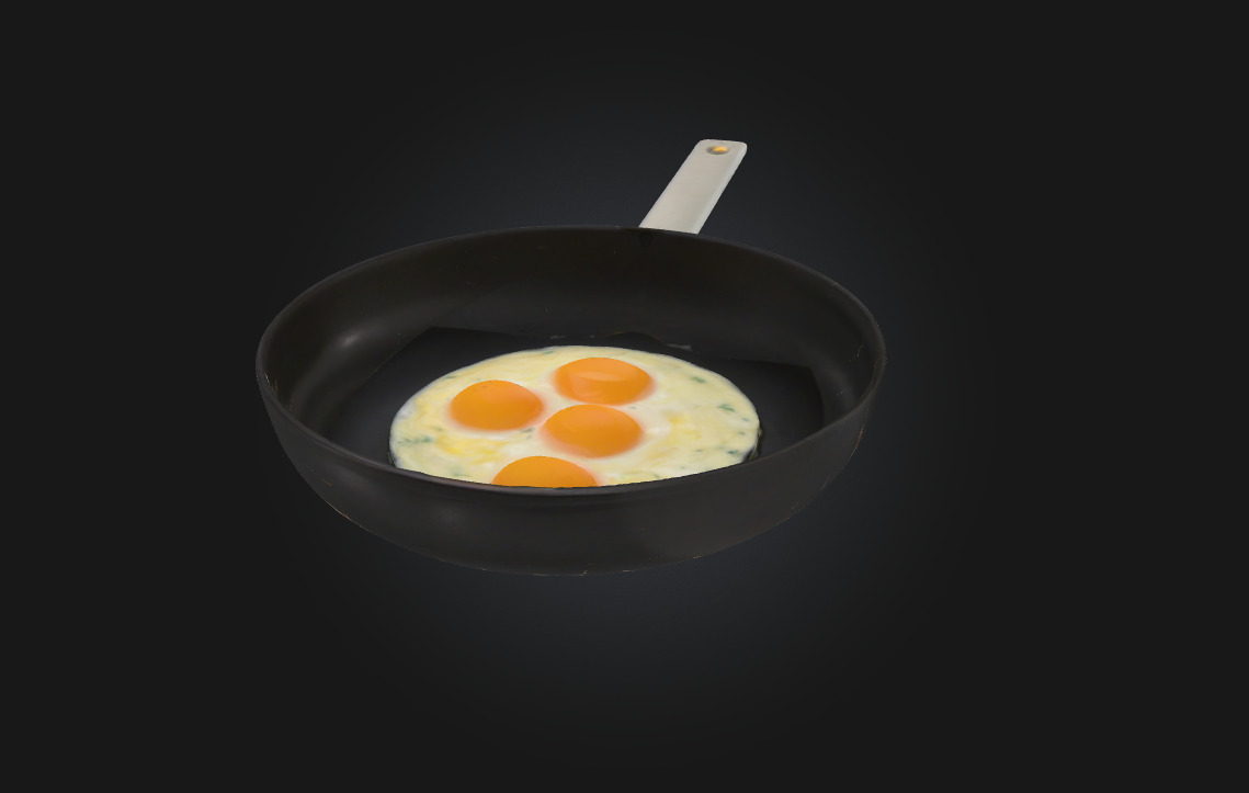 Sunny Trio Frying Realistic Breakfast Scene  3D model_2
