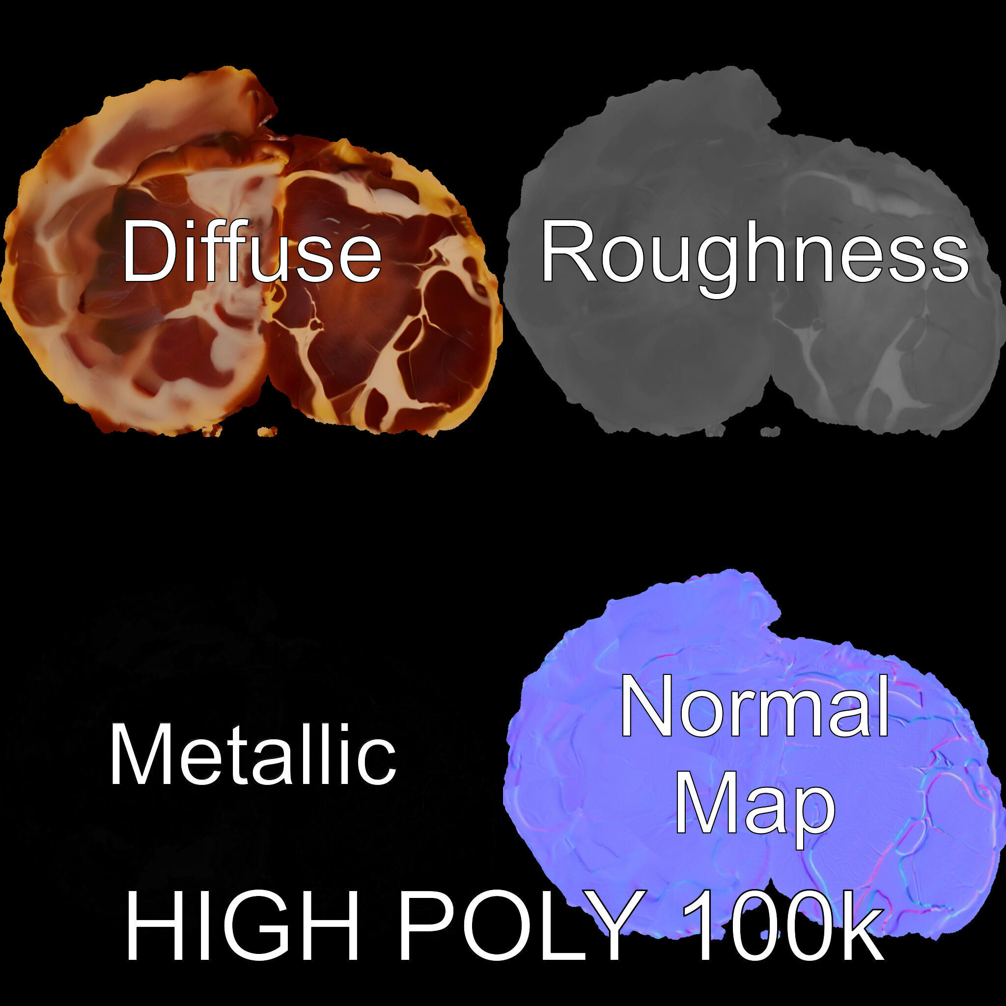 Raw Steak D Model Pack Low-poly 3D model_3