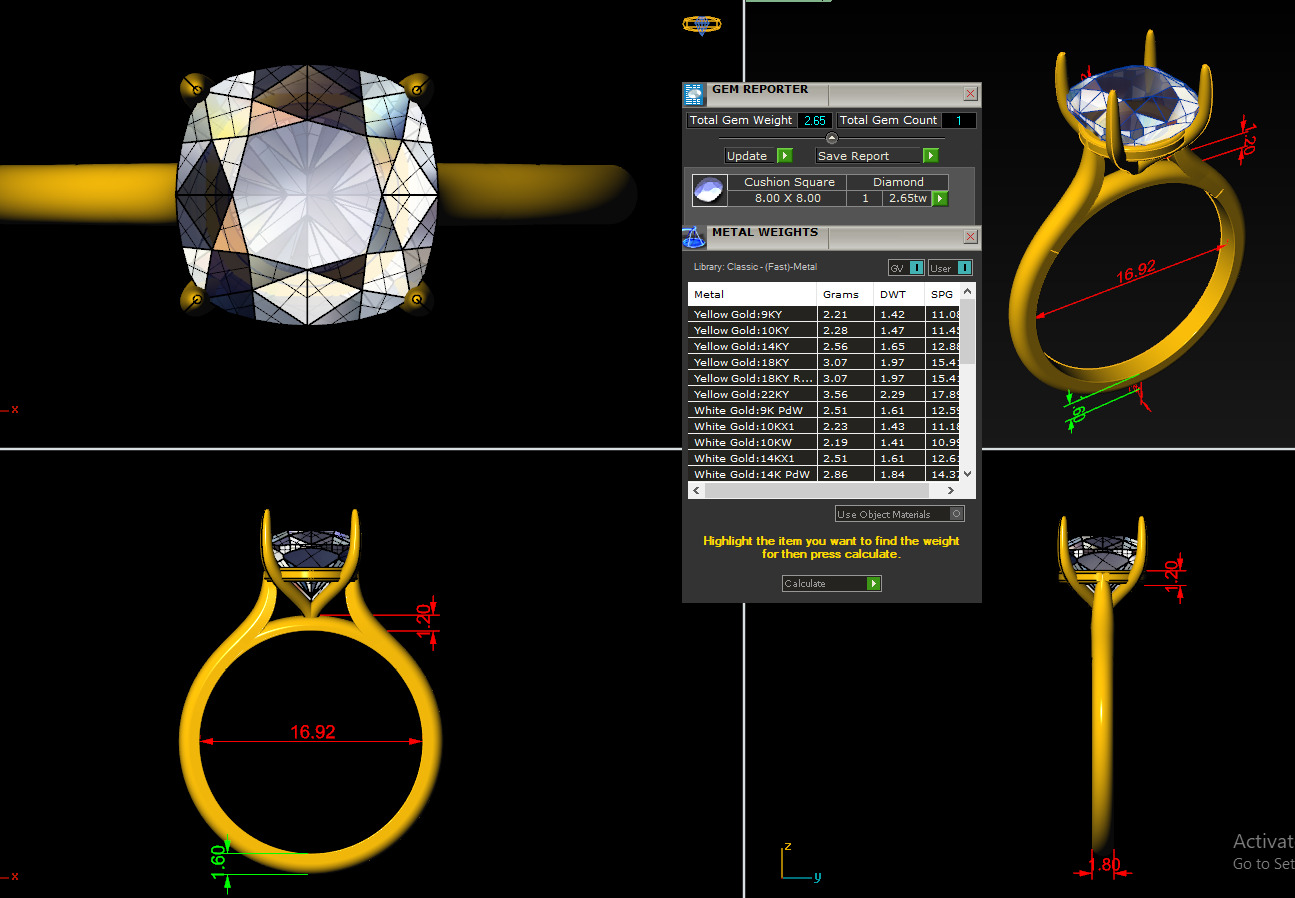 ASSCHER DIAMOND RING -CAD-016 3D model_14
