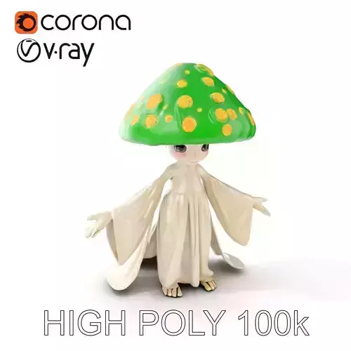 Mushroom Spirit Rigged and Animated Character Model Low-poly 3D model